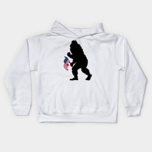 Bigfoot 4th Of July American Flag Silhouette Kids Hoodie